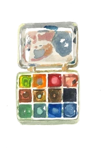 Illustration of a watercolor paint palette