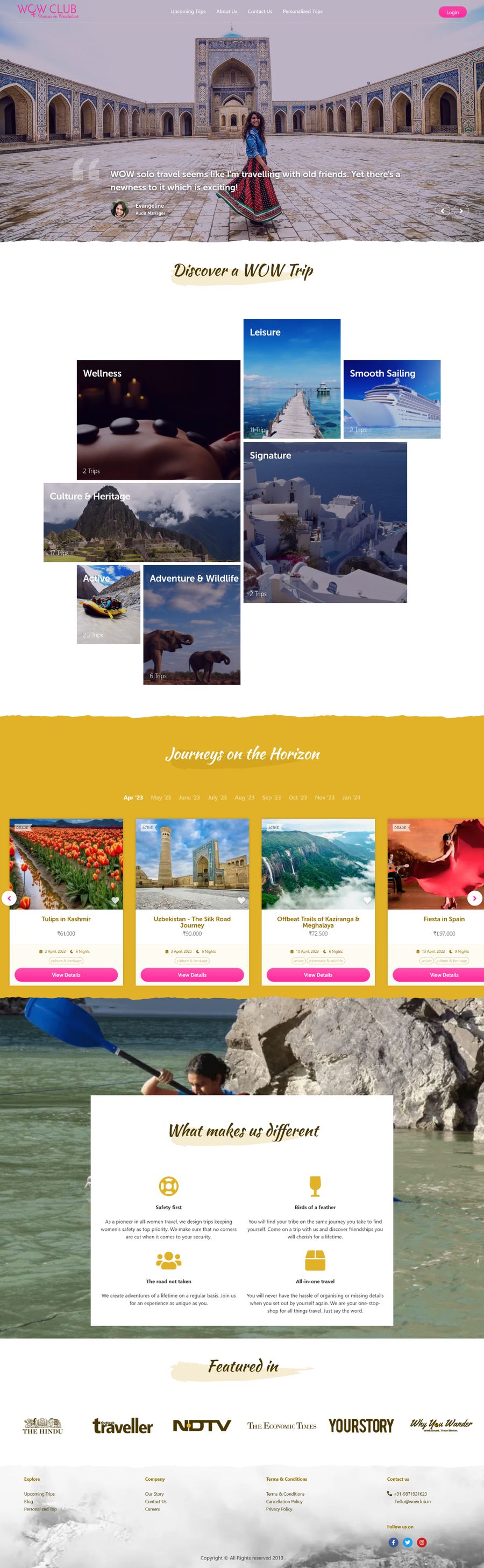 Wow Club homepage before the redesign